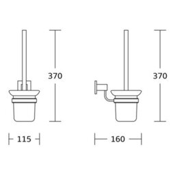 FNX Bathrooms Chrome Toilet Brush & Holder - Modern Wall Mounted Gloss Finsh - thumbnail 2