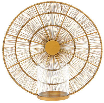Orsina Gold Wall Sconce, Modern Clear Glass Candle Holder, Gold Metal Art, Modern Wall Scone, Industrial Accent - image 1