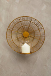 Orsina Gold Wall Sconce, Modern Clear Glass Candle Holder, Gold Metal Art, Modern Wall Scone, Industrial Accent - thumbnail 2