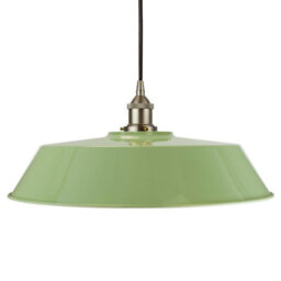 Mint Green Large Chancery Painted Dome Pendant Light With Brushed Chrome Lamp Holder And Black Round Cable - Se Home