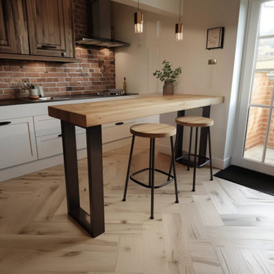 Chunky Rustic Breakfast Bar Table (Freestanding) U Legs - image 1
