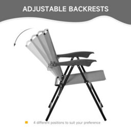Outsunny Patio Bistro Set Folding Chairs Garden Coffee Table For Balcony Grey - thumbnail 4
