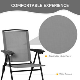 Outsunny Patio Bistro Set Folding Chairs Garden Coffee Table For Balcony Grey - thumbnail 5