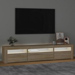 Walplus Tv Cabinet With Led Lights Sonoma Oak 195X35X40 Cm - thumbnail 3