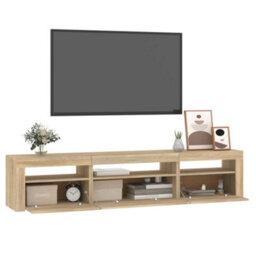 Walplus Tv Cabinet With Led Lights Sonoma Oak 195X35X40 Cm - thumbnail 6