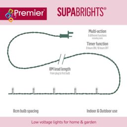 Premier Decorations Limited 200 White/red Multi-Action Supabrights Led String Lights With Timer Function & Cable - thumbnail 4
