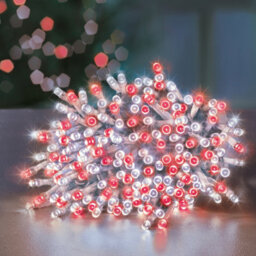 Premier Decorations Limited 200 White/red Multi-Action Supabrights Led String Lights With Timer Function & Cable
