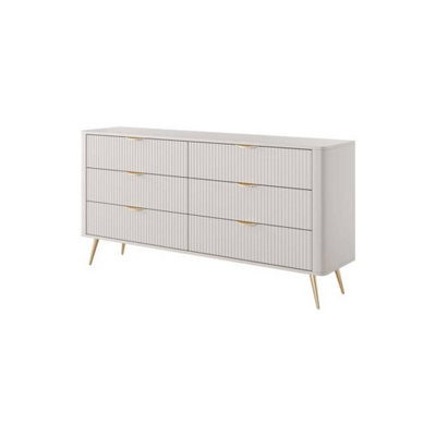 Arte Lante Stylish Beige Chest Of Drawers 1630mm H810mm D380mm With Six Drawers And Metal Handles - image 1