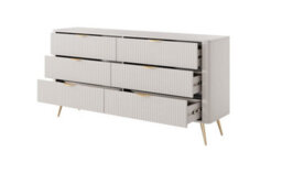 Arte Lante Stylish Beige Chest Of Drawers 1630mm H810mm D380mm With Six Drawers And Metal Handles - thumbnail 2