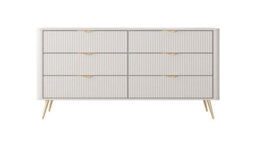 Arte Lante Stylish Beige Chest Of Drawers 1630mm H810mm D380mm With Six Drawers And Metal Handles - thumbnail 4
