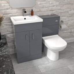 Nes Home 1000mm Freestanding Grey Basin Vanity Unit & Back To Wall Toilet - thumbnail 4