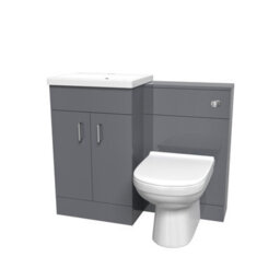 Nes Home 1000mm Freestanding Grey Basin Vanity Unit & Back To Wall Toilet - thumbnail 5