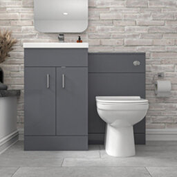 Nes Home 1000mm Freestanding Grey Basin Vanity Unit & Back To Wall Toilet - thumbnail 2