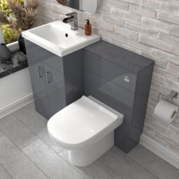 Nes Home 1000mm Freestanding Grey Basin Vanity Unit & Back To Wall Toilet - thumbnail 3