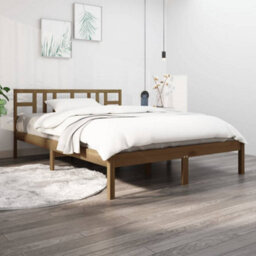 Berkfield Bed Frame Honey Brown Solid Wood 200X200 Cm - thumbnail 1