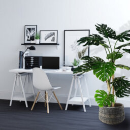 Pegdev - Pdl 150Cm Artificial Monstera Plant With Large Rustic Fibreglass Planter Faux Tree For Home Or Office Indoor Decoration - thumbnail 4