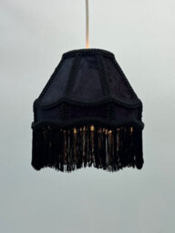 K Living Stunning Blac Traditional Velvet Lamp Shade With Tassels 10Inch - thumbnail 2