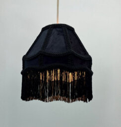 K Living Stunning Blac Traditional Velvet Lamp Shade With Tassels 10Inch - thumbnail 3