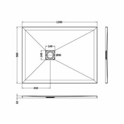 Balterley 1200mm X 900mm Premium Slimline Rectangular Shower Tray - Slate White - thumbnail 2