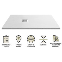 Balterley 1200mm X 900mm Premium Slimline Rectangular Shower Tray - Slate White - thumbnail 5