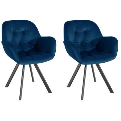 Dorel Dining Chair Set Of 2 In Velvet Navy Blue - image 1