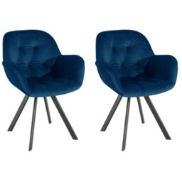 Dorel Home Dining Chair Set Of 2 In Velvet Navy Blue