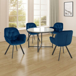 Dorel Dining Chair Set Of 2 In Velvet Navy Blue - thumbnail 2