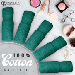 Casabella Premium Quality 12 Jade Face Towels 30X30Cm Highly Absorbent Face Cloth Set, 100% Combed Cotton 650 Gsm - thumbnail 2