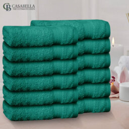 Casabella Premium Quality 12 Jade Face Towels 30X30Cm Highly Absorbent Face Cloth Set, 100% Combed Cotton 650 Gsm - thumbnail 3