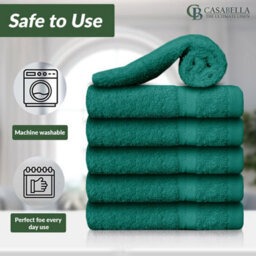Casabella Premium Quality 12 Jade Face Towels 30X30Cm Highly Absorbent Face Cloth Set, 100% Combed Cotton 650 Gsm - thumbnail 4