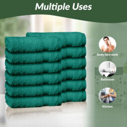 Casabella Premium Quality 12 Jade Face Towels 30X30Cm Highly Absorbent Face Cloth Set, 100% Combed Cotton 650 Gsm - thumbnail 5