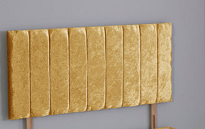 Comfy Deluxe 4Ft Small Double 26Inch Gold Crush Velvet 9 Panel Headboard