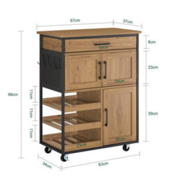 Sobuy Fkw134-N, Kitchen Trolley With Wheels Multi-Functional Storage Cart Kitchen Island With Wine Rack,w67Xd37Xh87.2 - thumbnail 3