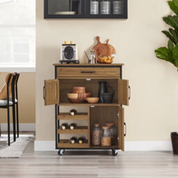 Sobuy Fkw134-N, Kitchen Trolley With Wheels Multi-Functional Storage Cart Kitchen Island With Wine Rack,w67Xd37Xh87.2 - thumbnail 2