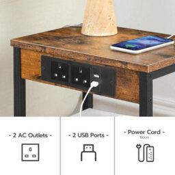 Side Table Bedside Table Nightstand With Adjustable Shelf Sofa Table End Table - thumbnail 5
