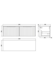 Balterley Tixall Fluted 2 Drawer Wall Hung Vanity Unit With Laminate Worktop, Satin White, 1200mm - thumbnail 2