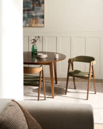 Beliani Set Of 2 Dining Chairs Day Boucle Dark Brown/ Green - thumbnail 2