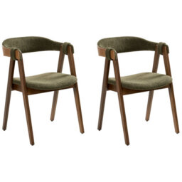 Beliani Set Of 2 Dining Chairs Day Boucle Dark Brown/ Green - thumbnail 4