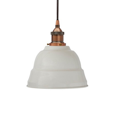 Pale Grey Lincoln Painted Dome Pendant Light With Antique Copper Lamp Holder And Black Round Cable - Se Home - image 1
