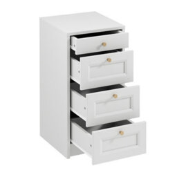 Impact Furniture Chest Of Drawers Narrow White Bedroom Storage Small Cabinet Slim Compact Shaker Unit Gold Handles Rel - thumbnail 5