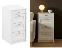 Impact Furniture Chest Of Drawers Narrow White Bedroom Storage Small Cabinet Slim Compact Shaker Unit Gold Handles Rel