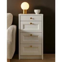 Impact Furniture Chest Of Drawers Narrow White Bedroom Storage Small Cabinet Slim Compact Shaker Unit Gold Handles Rel - thumbnail 2