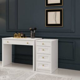 Impact Furniture Chest Of Drawers Narrow White Bedroom Storage Small Cabinet Slim Compact Shaker Unit Gold Handles Rel - thumbnail 3