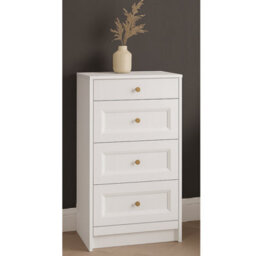 Impact Furniture Chest Of Drawers Narrow White Bedroom Storage Small Cabinet Slim Compact Shaker Unit Gold Handles Rel - thumbnail 9