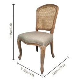 Dibor Set Of 2 Rustic Vintage Loire Solid Wood Frame Home Furniture Rattan Back Dining Chairs - thumbnail 2