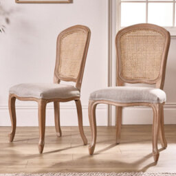 Dibor Set Of 2 Rustic Vintage Loire Solid Wood Frame Home Furniture Rattan Back Dining Chairs - thumbnail 3