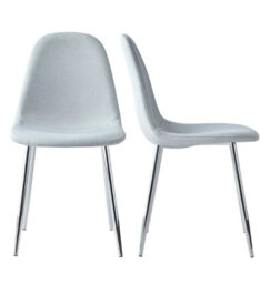 Hallowood Furniture Cullompton Light Grey Fabric Dining Chair With Silver Legs X 2 - thumbnail 8