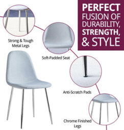 Hallowood Furniture Cullompton Light Grey Fabric Dining Chair With Silver Legs X 2 - thumbnail 2