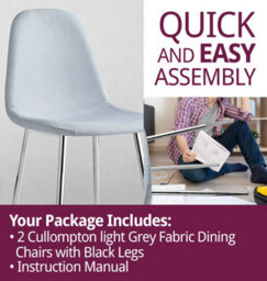 Hallowood Furniture Cullompton Light Grey Fabric Dining Chair With Silver Legs X 2 - thumbnail 7