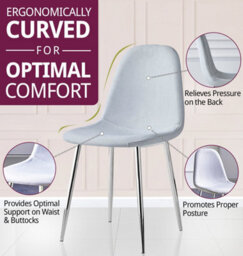 Hallowood Furniture Cullompton Light Grey Fabric Dining Chair With Silver Legs X 2 - thumbnail 4